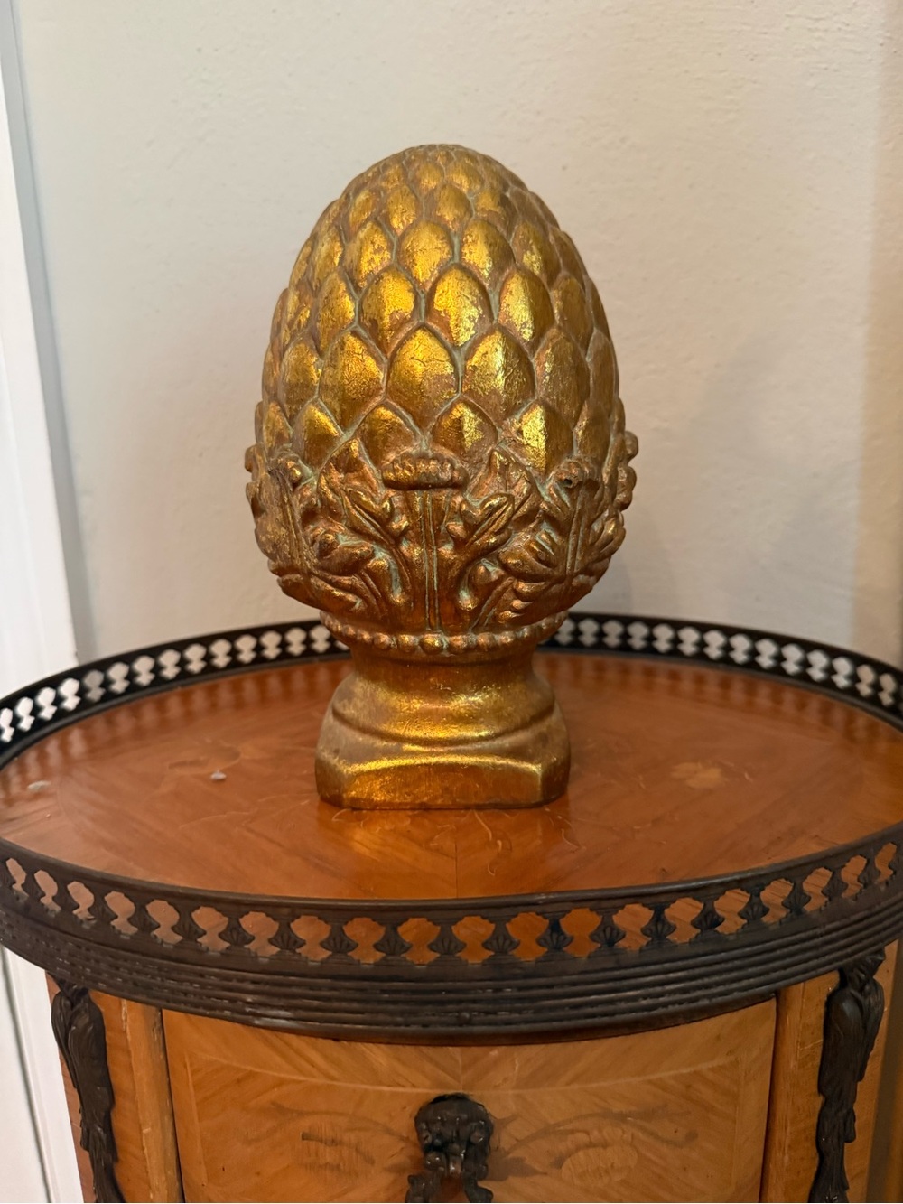 Vintage Gold Pinecone Finial Accent